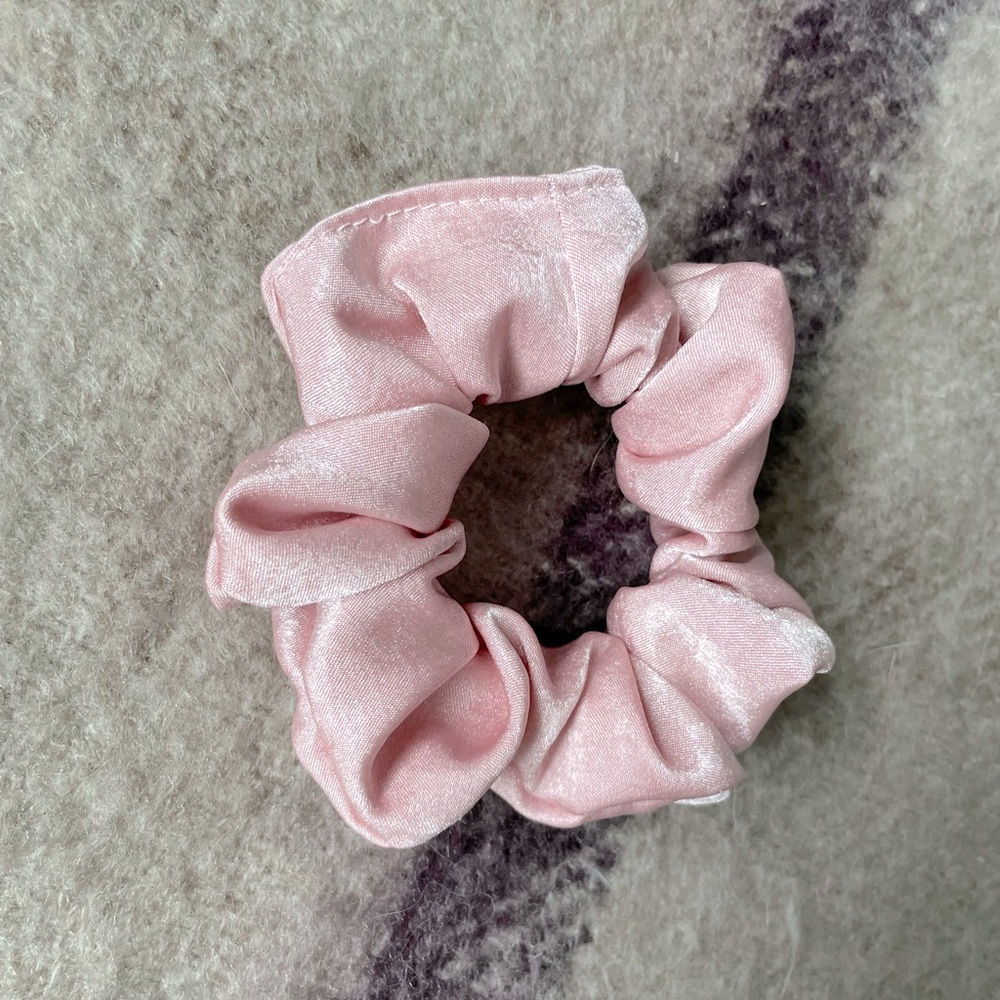 New handmade shimmery pink scrunchie